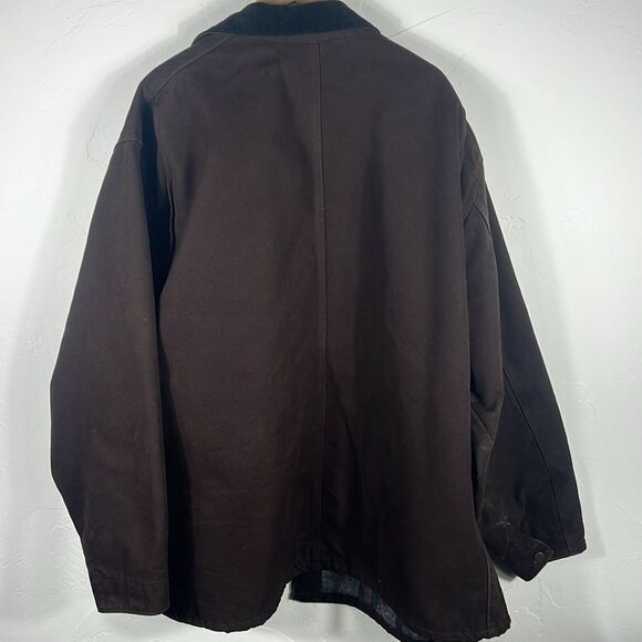 š„š„VintageāCarhartt Detroit Jacket Blanket Lined Button Corduroy Dark Brown 4XL - Picture 8 of 11